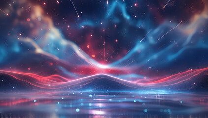 mystical and cosmic scene with vibrant energy waves radiating
