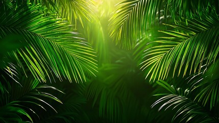 Lush Green Tropical Jungle Leaves Sunlight