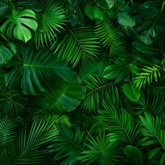 Lush Green Tropical Leaves Background
