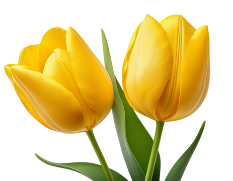 two yellow tulip isolated on white background 