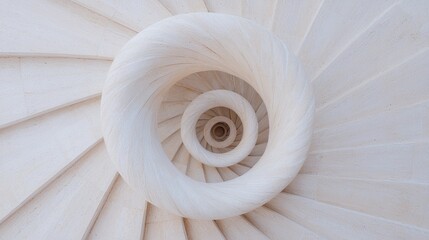 Obraz premium Spiral stone staircase, architectural detail, overhead view, design