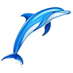 Fototapeta premium Blue Dolphin Jumping in Ocean Background Clipart Illustration