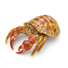 Colorful Hermit Crab on White Background with Ocean Theme