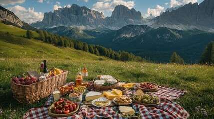 Serene Mountain Picnic Amidst Breathtaking Landscape