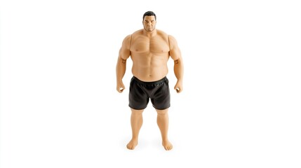 Fototapeta premium Realistic Plastic Figurine of a Fat Human Male Showing Strong Posture