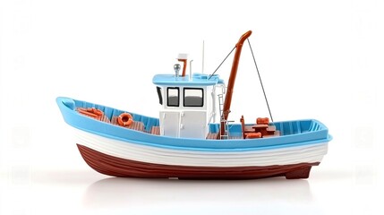 Fototapeta premium Colorful Plastic Figurine of Shipping Boat for Play and Display