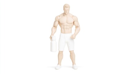 Realistic Plastic Figurine of a Man Holding a Bottle in Sportswear