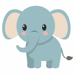 Fototapeta premium Sweet, cute little and young elephant. Cute pet vector on white background.