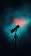 Stargazing silhouette telescope vibrant cosmos