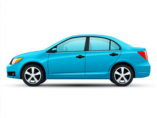 Sleek blue sedan showcases modern design in a side view, highlighting its aerodynamic shape and stylish features
