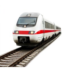 Fototapeta premium Modern High-Speed Train on Tracks in Transport Science Theme