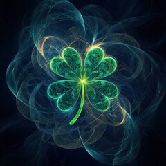 Vividly colored shamrock clover design showcases the spirit of St. Patrick's Day, symbolizing luck and nature's beauty in an abstract style