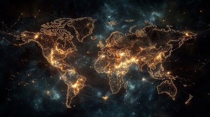 World map, network connectivity, data exchange and telecommunication