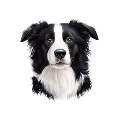 Majestic Border Collie Portrait A Stunning Digital Painting of a Black and White Dog