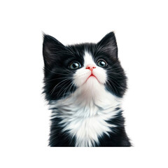 Fototapeta premium Adorable Black and White Kitten Looking Up