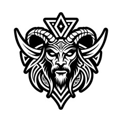 Horned god symbol icon in solid style