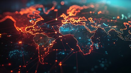 World map, network connectivity, data exchange and telecommunication