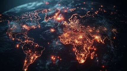 World map, network connectivity, data exchange and telecommunication