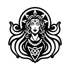 Maiden pagan icon in glyph style