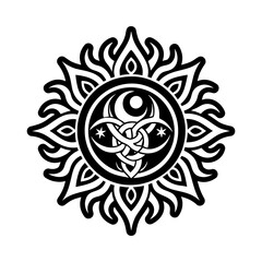 Pagan sun symbol icon in solid style