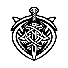 Tiwaz sword symbol icon in filled style