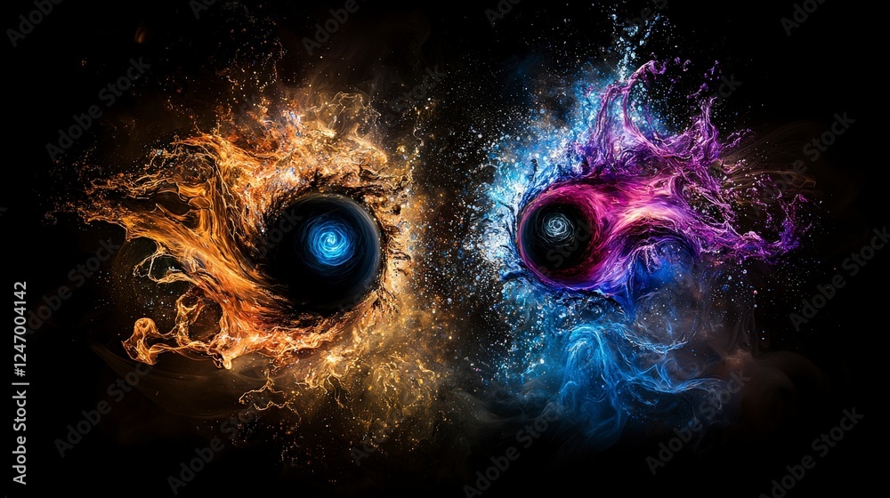 Aufkleber emotional black holes in cosmic dance outer space digital art nebula abstract viewpoint feelings of 