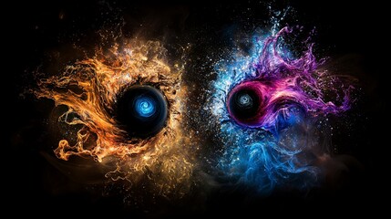 Emotional black holes in cosmic dance outer space digital art nebula abstract viewpoint feelings of the universe