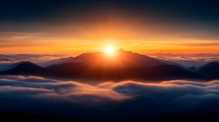 Fototapeta premium Majestic Sunrise Over Misty Mountains