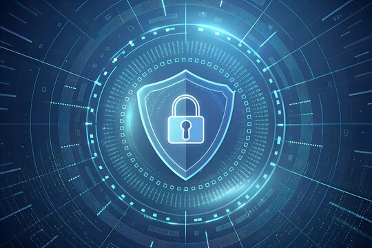 binary code lock on blue background