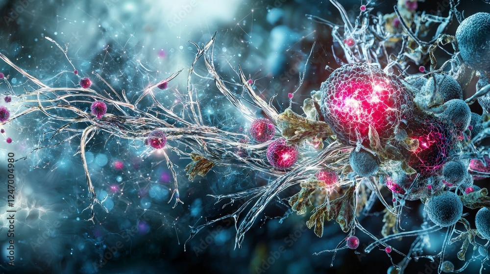 Poster Cellular communication between cells in a dynamic environment scientific visualization abstract conceptual art