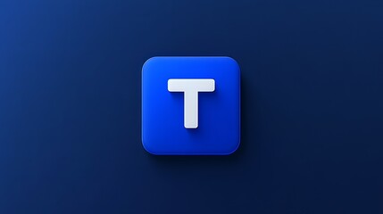 Fototapeta premium blue rectangular icon with the letter 'T' in white,