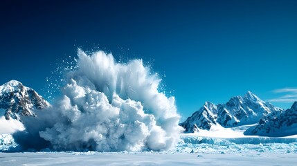 Massive Avalanche in Snowy Mountains
