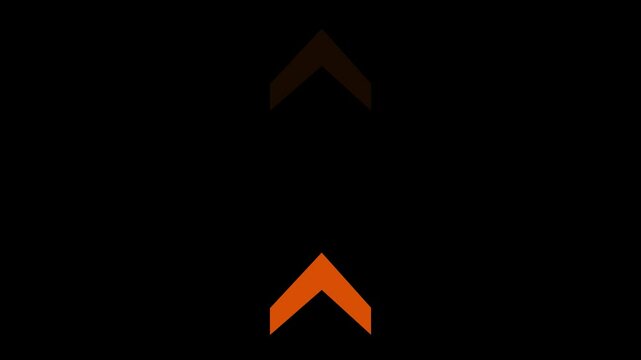 Animation of sweep up arrow icon. Up direction animated arrow. Yellow sweep up arrow animation on black background.