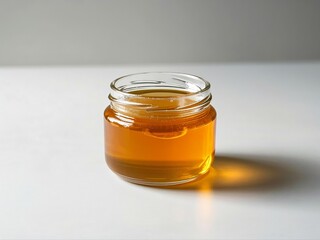 honey on jar with white background