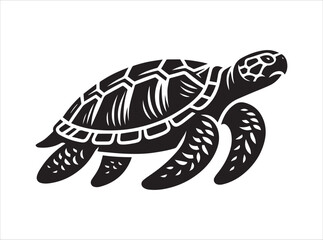 "Sea Turtle Silhouette Vector Illustration for Ocean and Marine Life Designs"