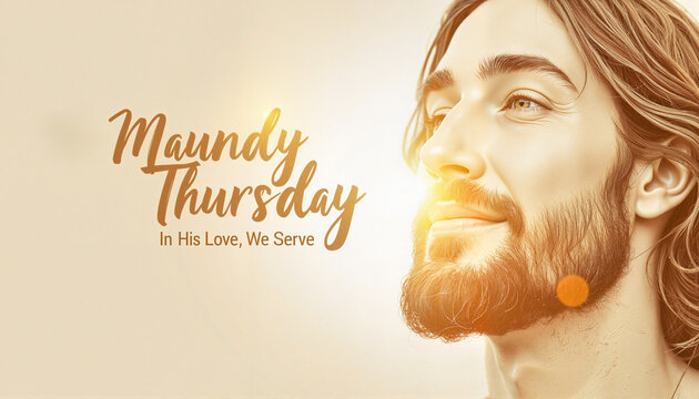Peaceful Jesus portrait with warm glow, Maundy Thursday inspiration