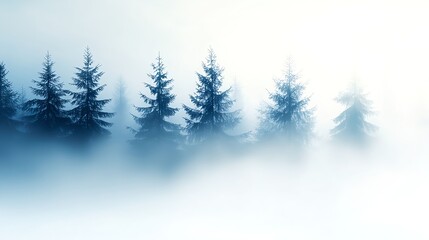 Fototapeta premium Misty Blue Forest Winter Landscape