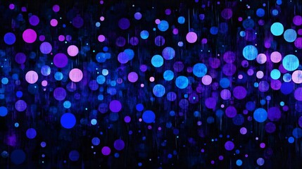 Blue and purple pixelated dots on a black background
