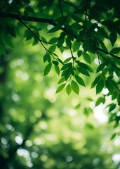 Abstract nature fresh green leaf bokeh under the tree background  4k dci resolution generative ai bokeh green bokeh green abstract background light bright blur pattern