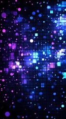 Obraz premium Blue and purple pixelated dots on a black background 