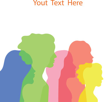 Silhouette of a couple. Diverse Women Silhouette Profiles &ndash; Multiethnic Female Faces in Side View, Group Diversity Concept Vector Illustration. Only commercial use. 
