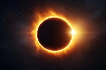 Obraz premium Realistic Illustration of a Solar Eclipse Phenomenon in Space