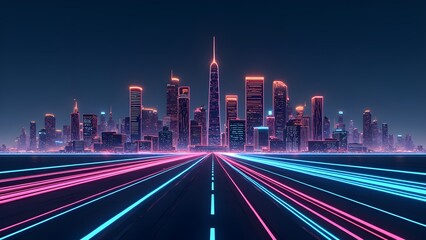 Fototapeta premium Neon city night view