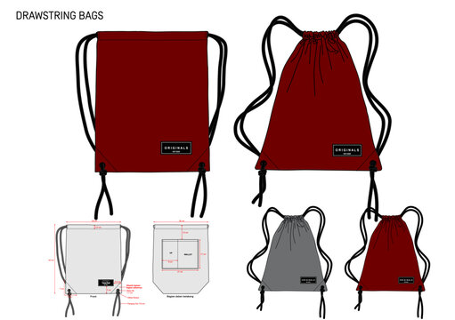 DRAWSTRING BAGS DESIGN MOCKUP WITH COMBO COLOUR