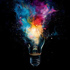 Lightbulb eureka moment with Impactful and inspiring artistic 