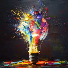 Lightbulb eureka moment with Impactful and inspiring artistic 