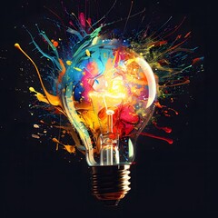Lightbulb eureka moment with Impactful and inspiring artistic 