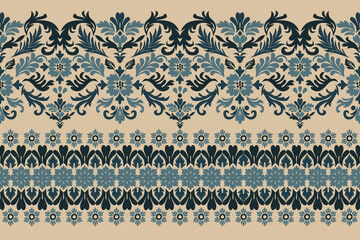 Motifs Ikat floral paisley embroidery background.geometric ethnic oriental pattern traditional.Aztec style abstract vector illustration.design for texture,fabric,clothing,wrapping,decoration