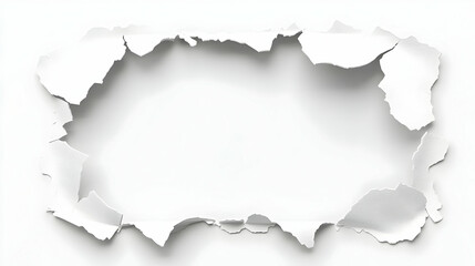 Naklejka premium Torn White Paper Frame with Shredded Edges and Negative Space