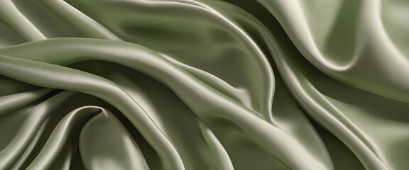 Obraz premium Luxurious Green Silk Fabric Flowing Gracefully for Ramadan Events